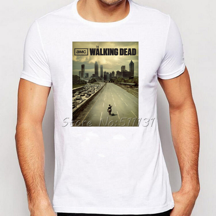 The Walking Dead Letter Printed Men's T shirt Fashion Summer Casual Short Sleeve Tee Tops Cheap Male tshirt
