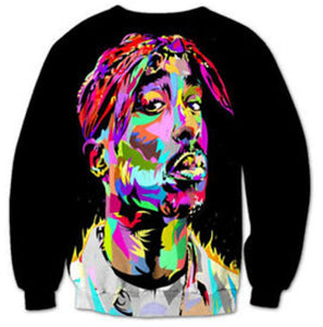 PLstar Cosmos harajuku 2pac tupac sweatshirt 3D long sleeve 0-Neck pullover 2pac tupac print sweatshirts hip hop jumper