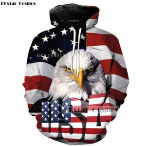 PLstar Cosmos with American flag Eagles retro Classic 3d Hoodies Print Men Women Streetwear hoody Sweatshirt Drop shiping