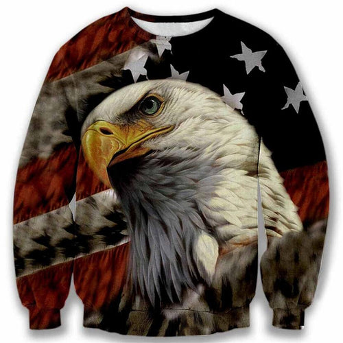 PLstar Cosmos 2017 Newest Men Women sweatshirts Eagle USA Flag Print 3D Sweatshirt Cool America Bald Eagle Crewneck Sweatshirt