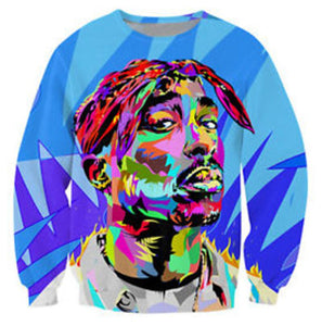 PLstar Cosmos harajuku 2pac tupac sweatshirt 3D long sleeve 0-Neck pullover 2pac tupac print sweatshirts hip hop jumper