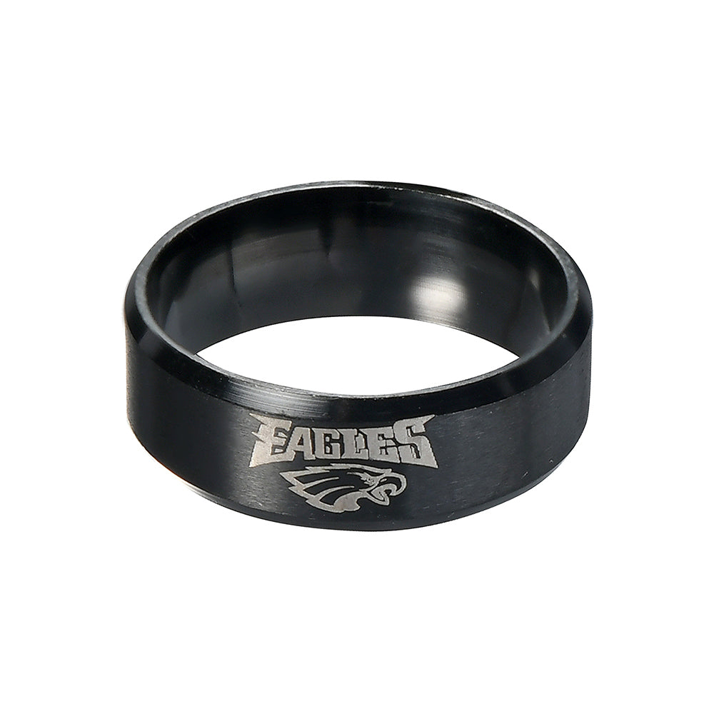 PHILADELPHIA EAGLES NATIONAL FOOTBALL CHAMPIONSHIP BLACK 316L STAINLESS STEEL MEN RING JEWELRY