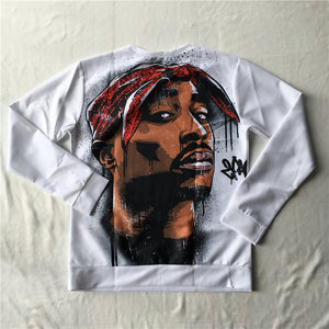 PLstar Cosmos harajuku 2pac tupac sweatshirt 3D long sleeve 0-Neck pullover 2pac tupac print sweatshirts hip hop jumper