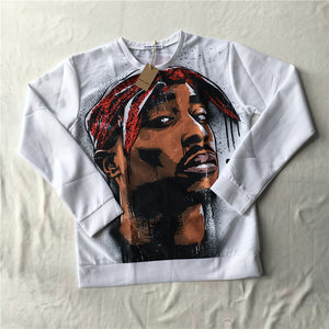 PLstar Cosmos harajuku 2pac tupac sweatshirt 3D long sleeve 0-Neck pullover 2pac tupac print sweatshirts hip hop jumper