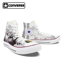 Men Women Shoes Converse Chuck Taylor The Walking Dead Design Hand Painted Shoes High Top Grey Sneakers Skateboarding Shoes